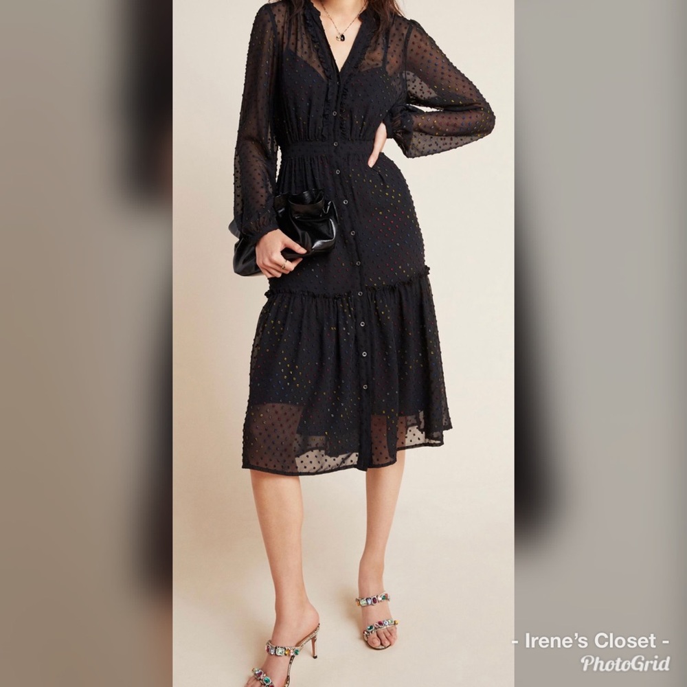 Anthropologie “Audrey” Cilp Dot Dress Size 16